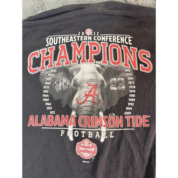 Alabama Crimson Tide Other - Alabama T-shirt Mens Size XL Black 2012 SEC Football Champions Graphic Tee